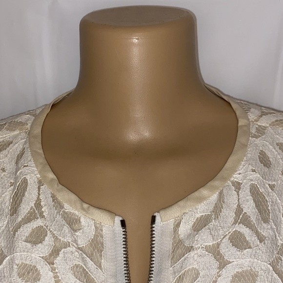 Rachel Rachel Roy Lace Bomber Jacket Cream Full Zip Semi Sheer Silhouette Size S - Picture 9 of 12